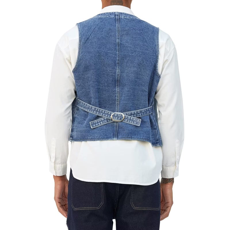 LONGBIDA Men's Denim Vest Casual Slim Fit Sleeveless Jacket Outdoor Jean Vests(Blue,L) - Image 4