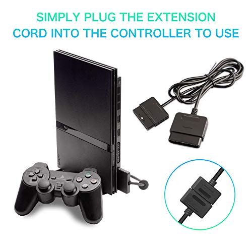 Xahpower 2Pack 6Ft Controller Extension Cable for PS2, 1.8m Controller Extension for Sony PlayStation 2 PS2 Game Console - Image 4