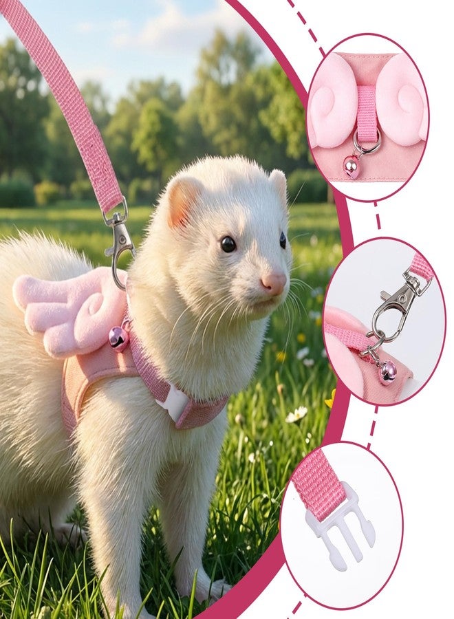 YBEATY Ferret Harness and Leash Set Small Animals Vest Harness Soft-Harness Leash Vest Set with Bell Guinea Pig Clothes for Baby Ferret Rats Hamster Teacup Chihuahua Mouse Small Pet - Image 3