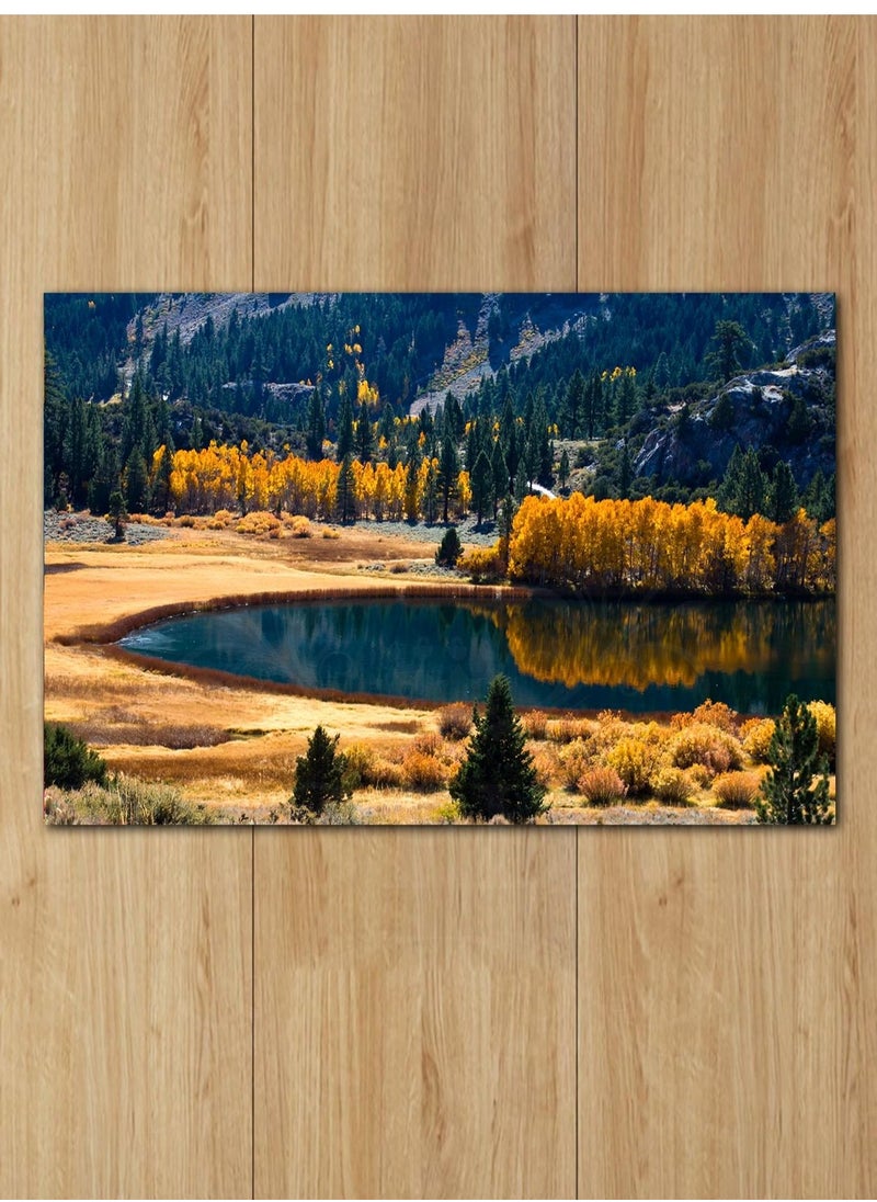 Droplyte Mountains and Trees Around a Pond Decorative Wall Art Wall Decor Card Board MDF Home Decor  For Drawing Room, Living Room, Bedroom, Kitchen or Office  60CM x 40CM  - Image 2