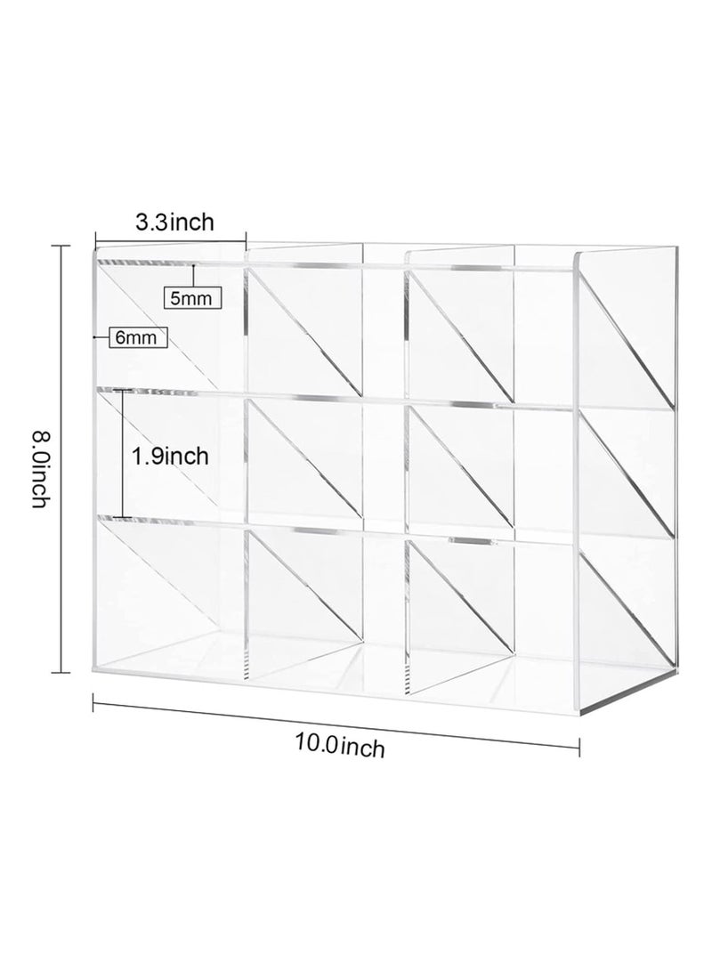 TPGP Clear Pen Organizer Storage, Acrylic Desk Organizer with 12 Compartments, Pen Organizer for Desk, Desktop Art Organizer for Office School Art Supplies (Acrylic Pen Holder) - Image 2