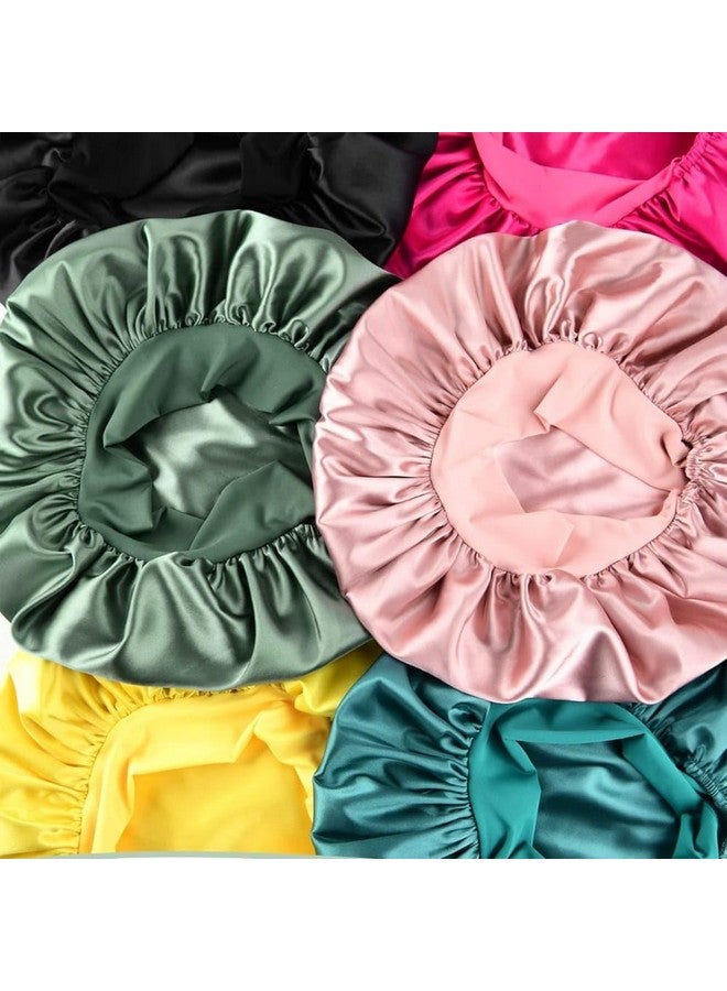 Atrube Women's Satin Silk Bonnet for Hair with 3 Satin Scrunchies, Satin Bonnet for Curly Hair, Reversible Silk Hair Cap for Sleeping, Adjustable Satin Hair Bonnet, Multicolor, Large (Cocoa Mocha) - Image 2