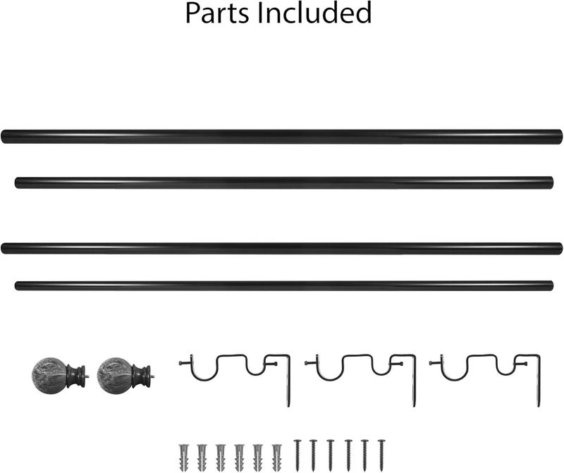 Decopolitan 30023AS36 MARBLE BALL DOUBLE CURTAIN ROD SET 36 to 72Inches Antique Silver - Image 5