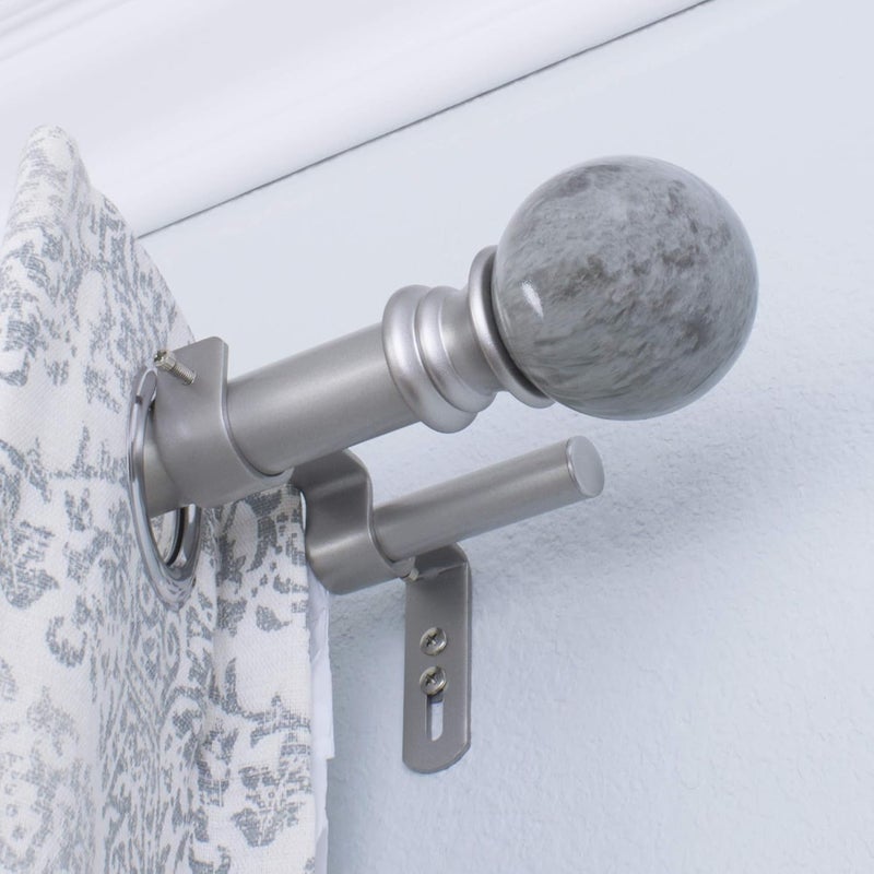 Decopolitan 30023AS36 MARBLE BALL DOUBLE CURTAIN ROD SET 36 to 72Inches Antique Silver - Image 2