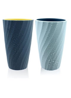 Oasisgalore 2 Pack Bathroom Tumbler Toothbrush Cup，Toothbrush Holder Organizer Mouthwash Cup for Home Travel(Blue)  - Image 1