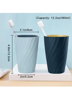 Oasisgalore 2 Pack Bathroom Tumbler Toothbrush Cup，Toothbrush Holder Organizer Mouthwash Cup for Home Travel(Blue)  - Image 2