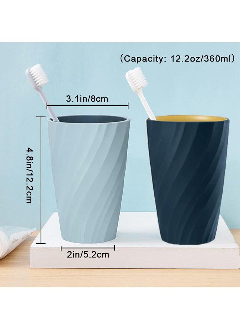 Oasisgalore 2 Pack Bathroom Tumbler Toothbrush Cup，Toothbrush Holder Organizer Mouthwash Cup for Home Travel(Blue) - Image 2