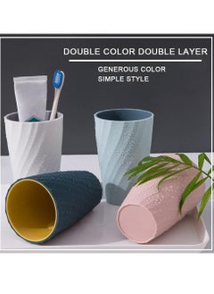 Oasisgalore 2 Pack Bathroom Tumbler Toothbrush Cup，Toothbrush Holder Organizer Mouthwash Cup for Home Travel(Blue)  - Image 3