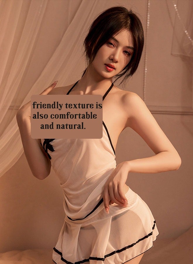 Ocean Sweet  School Girl Women Lingerie Costume Japanese Short Skirts Set Free Size for Women home set bedroom pajamas suspenders（white） - Image 2