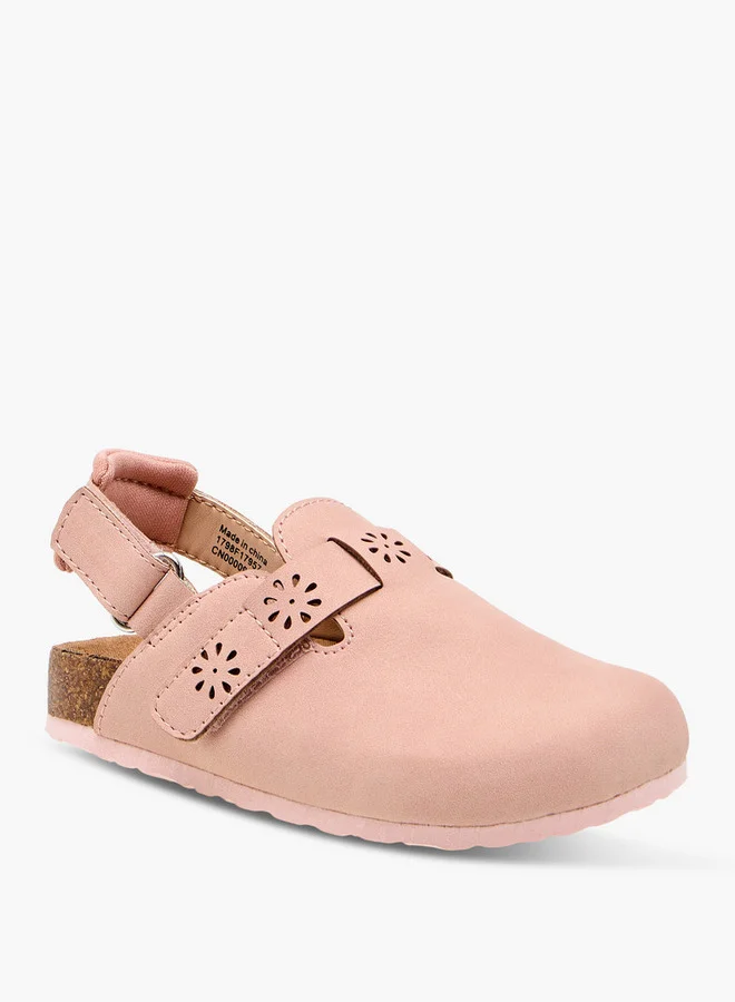 JUNIORS Girls Cut Out Detail Sandals with Hook and Loop Closure