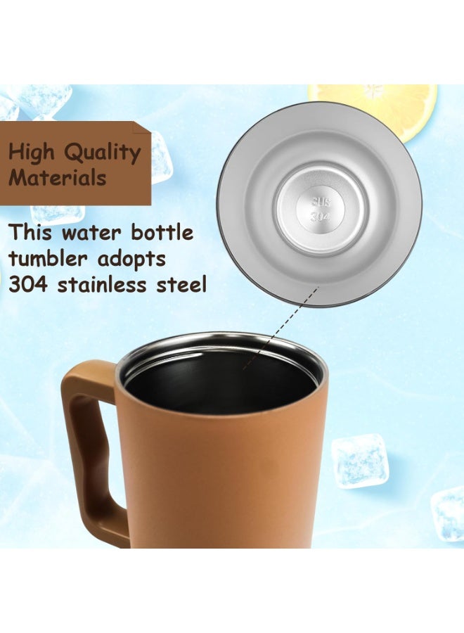 UKR 40 oz Stainless Steel Tumbler with Handle & Straw – Beige Travel Mug for Hot & Cold Drinks Leak-Resistant, Insulated Water Bottle Reusable & BPA-Free – Fits Car Cup Holders - Image 4