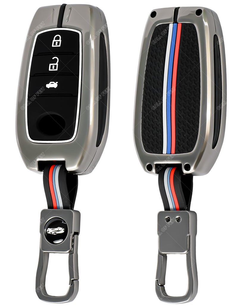 Coll of Fest Metal Silicon Key Cover Compatible with Toyota Fortuner | Fortuner Legender | Innova Hycross | Invicto 3 Button Smart Key Special Feature Visible in Low-Light Conditions - Image 4