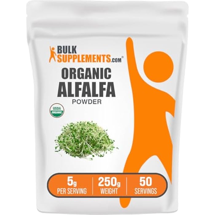BulkSupplements.com Organic Alfalfa Grass Powder - Alfalfa Supplement, Green Superfood Powder - Vegan & Gluten Free, 5g per Serving, 250g (8.8 oz) (Pack of 1) - Image 1