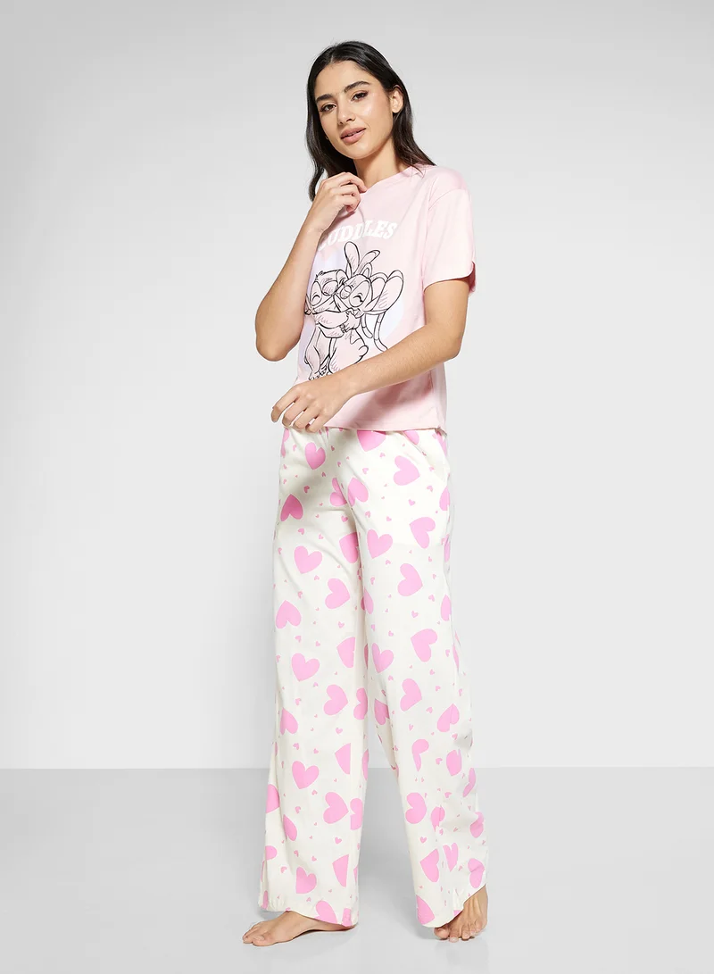 Disney Stitch Graphic T-Shirt & Pyjama Set