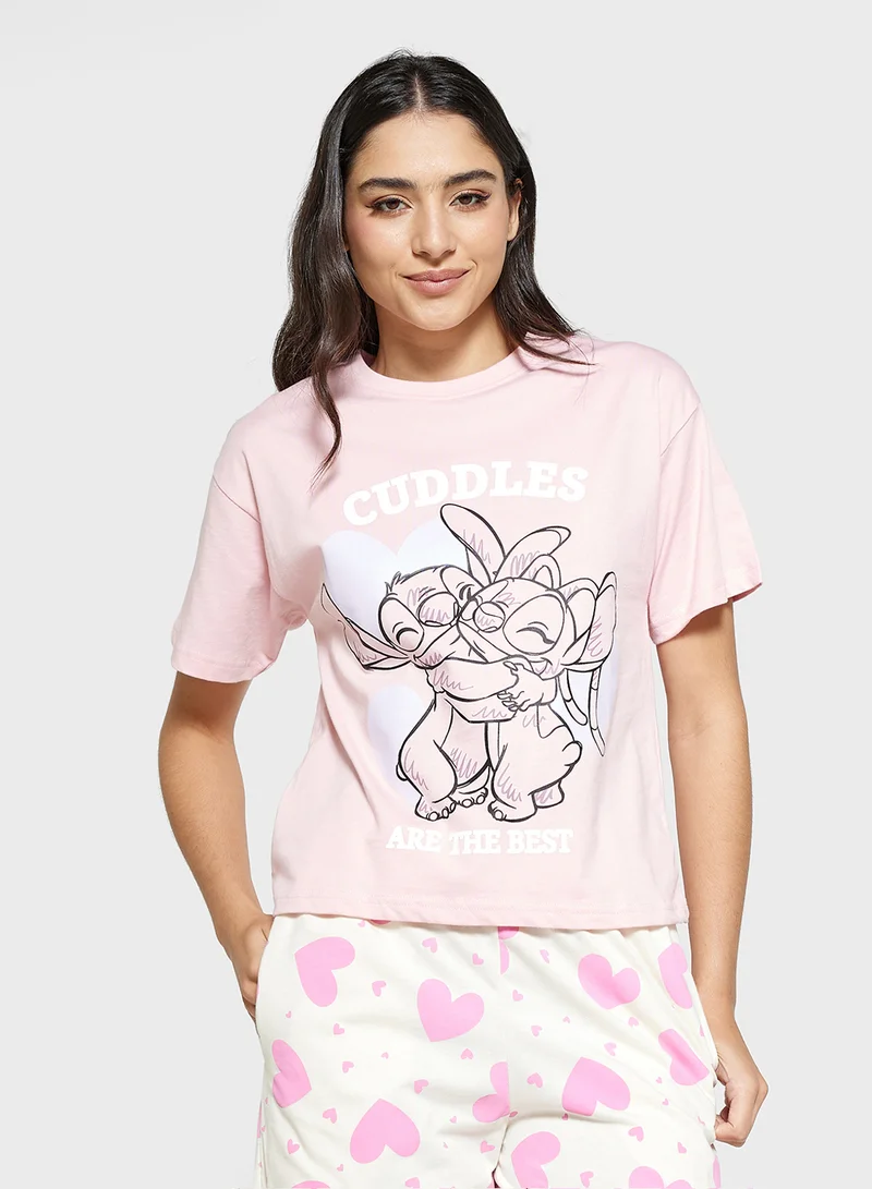 Disney Stitch Graphic T-Shirt & Pyjama Set