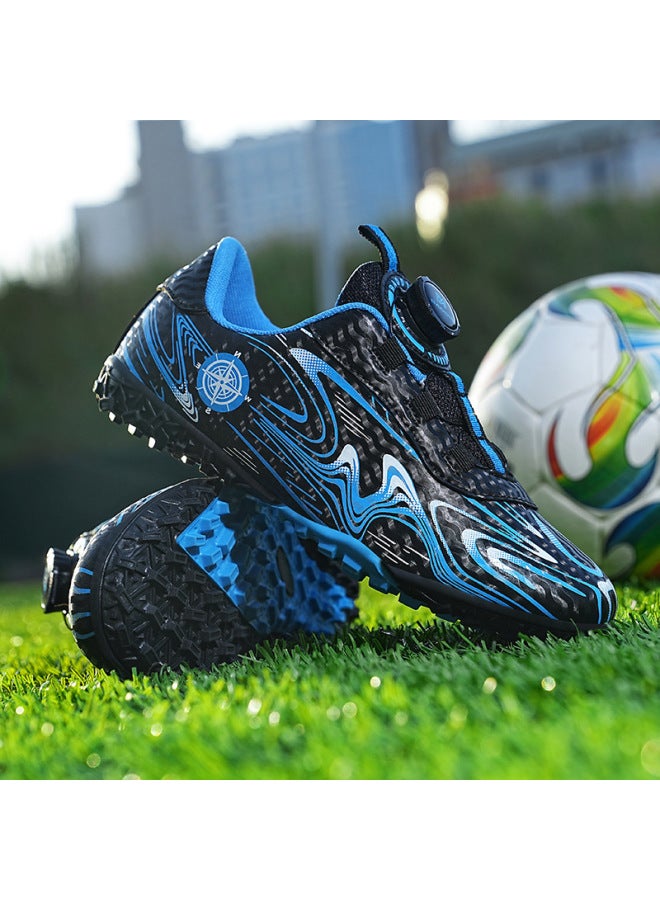 308 Blue Distribution Of New Children's Students Rotating Buckle Free Tie Tf Nail Grass Competition Training Campus Football Shoes