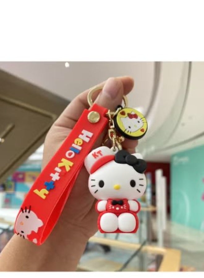 Hello Kitty Red & White Hello Kitty Keychain with "Hello Kitty" Strap & Charm