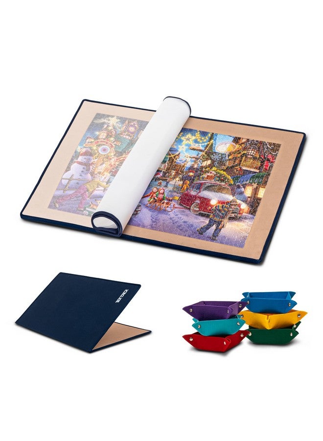 Tektalk Tektalk Foldable Jigsaw Puzzle Board with 6 Color Sorting Trays Portable Puzzle Mat with Puzzle Dustproof Cover for Puzzle Storage Puzzle Saver, Non-Slip Surface, Up to 1500 Pieces - Khaki - Image 1