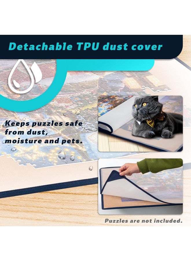 Tektalk Tektalk Foldable Jigsaw Puzzle Board with 6 Color Sorting Trays Portable Puzzle Mat with Puzzle Dustproof Cover for Puzzle Storage Puzzle Saver, Non-Slip Surface, Up to 1500 Pieces - Khaki - Image 3