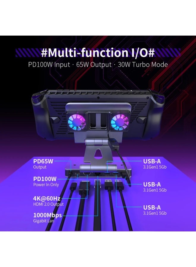 RVETEE 4K 60Hz 6in1 RGB Dual Fans Docking Station for Game Console Dock HDMI Adjustable Height Bracket - Image 5