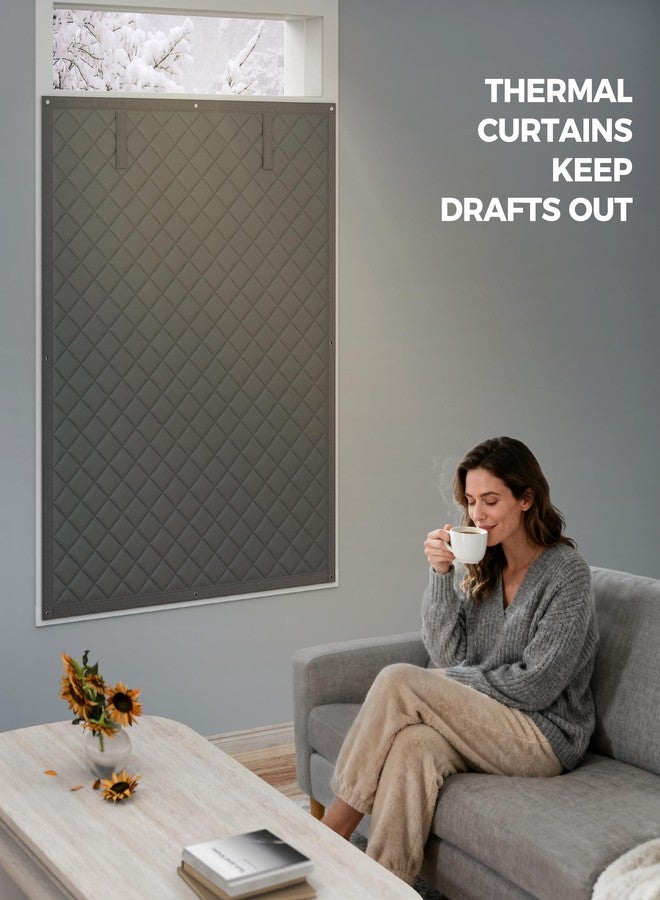 Augblinds Window Insulation for Winter, Curtain Size 52 Inch x 32 Inch, Thermal Insulated Window Cover Oxford Cloth Thicken Cotton Fiber and Loop Strips Kit for 50''× 30'' Window Winterize, Grey - Image 3
