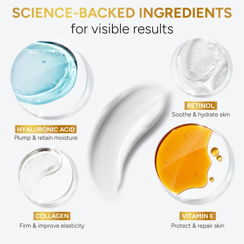 Arvesa Retinol Cream for Face with Collagen and Hyaluronic Acid - Anti Aging Wrinkle Cream for Women and Men - Day and Night Facial Moisturizer for Tightening and Skin Firming - Crema Hidratante Para la Cara - Image 5