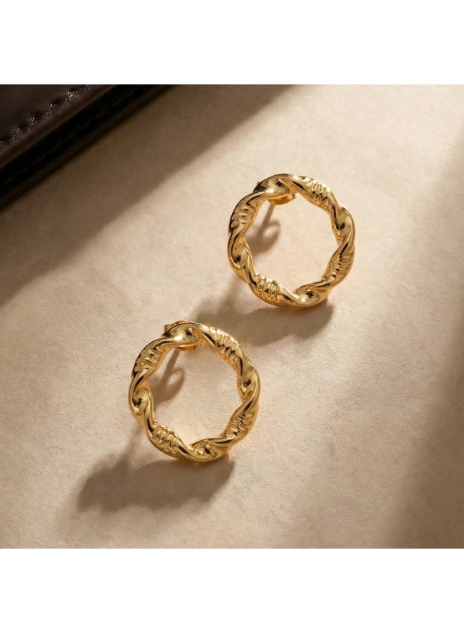 Palmonas 18K Gold Tone Plated Classic Braided Stud Earrings For Women - Waterproof & Anti-Tarnish - Image 4