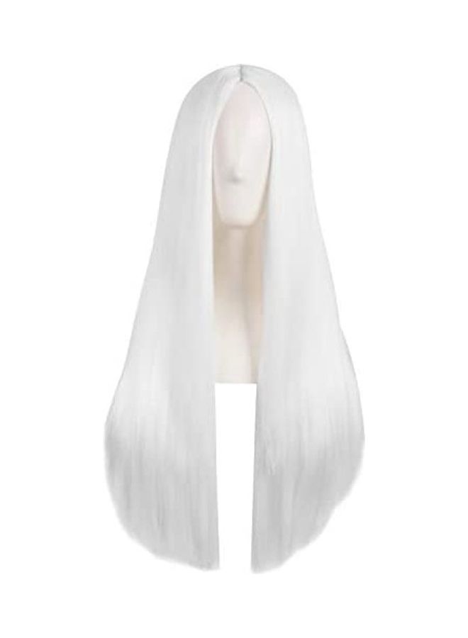 NIBEMINENT 28 Inch Women Special Natural Long Straight Synthetic Wig White 7.2inch 