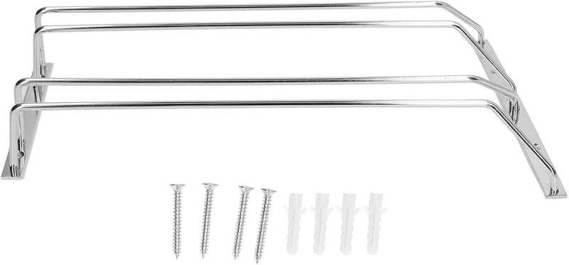 TengXiCLP Stainless Steel Double Row Wine Glass Stemware Rack, Hanging Stemware Holder Under Cabinet, Space Saving Double Row Bar Shelf for Kitchen Cabinet with Chrome Finish (M) - Image 1