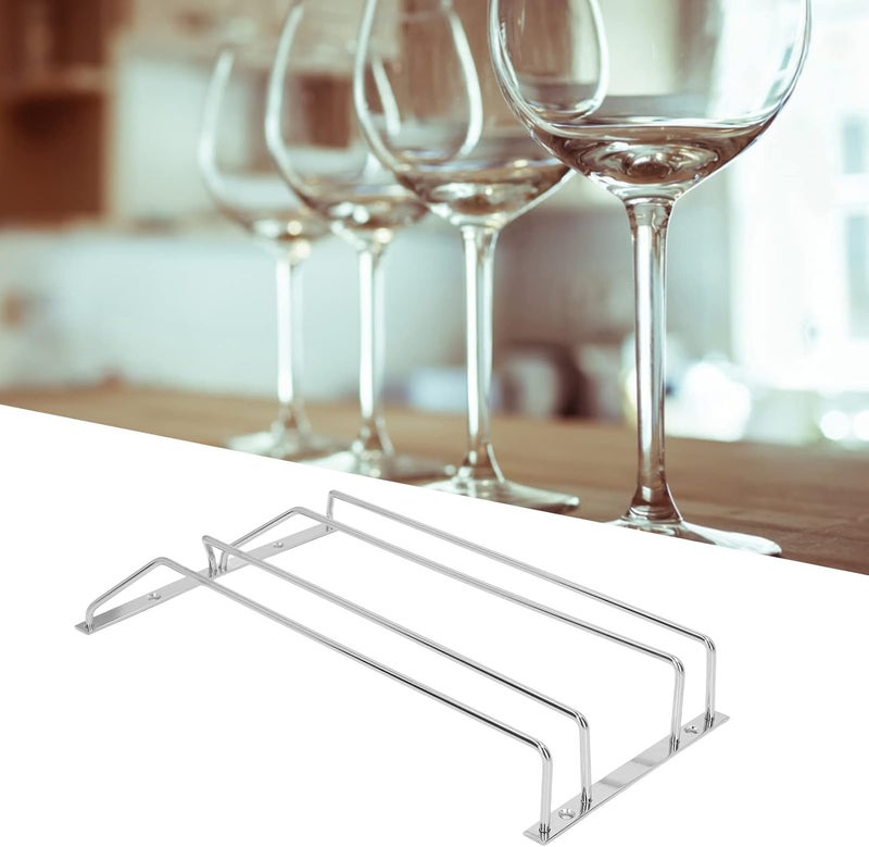 TengXiCLP Stainless Steel Double Row Wine Glass Stemware Rack, Hanging Stemware Holder Under Cabinet, Space Saving Double Row Bar Shelf for Kitchen Cabinet with Chrome Finish (M) - Image 5