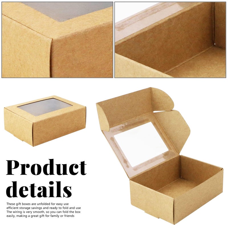 BadenBach 50 Pack Mini Kraft Paper Boxes with Windows,3.33" x 2.35" x 1.18",Small Homemade Soap Box Mini Treat Gift Boxes Bulk for Candy Cookies Party Favors Mother's Day Supplies(Brown) - Image 4