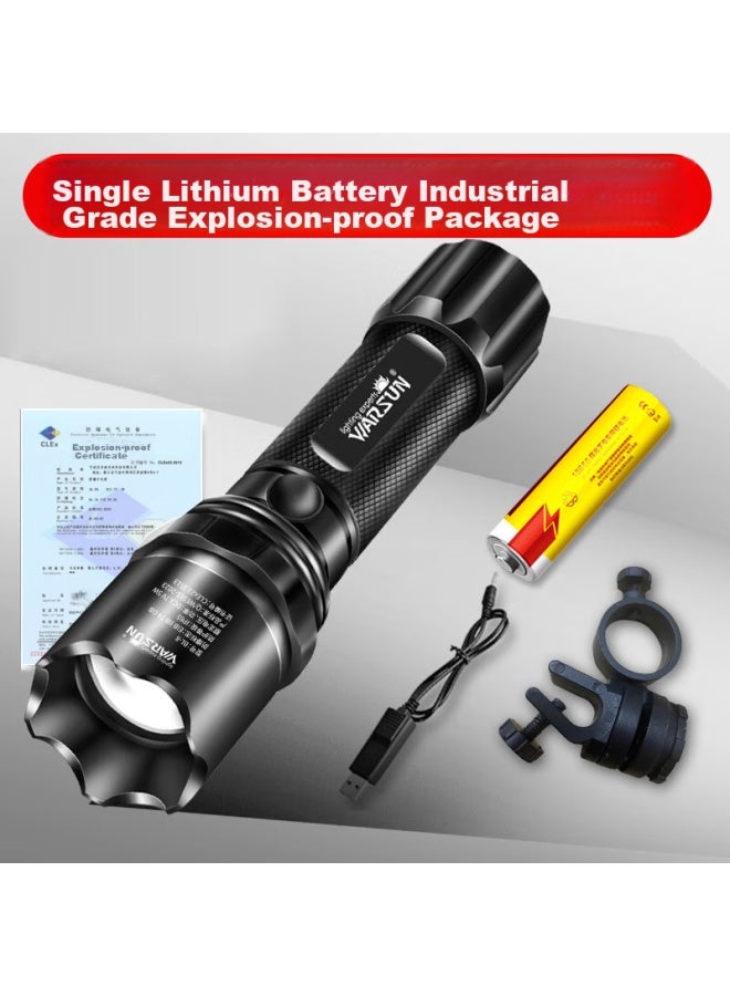 Warsun Warsun Explosion-proof Flashlight With Certificate, Led High-intensity Rechargeable Military-grade Ultra-bright Patrol Anti-explosion For Gas Stations And Chemical Plants  - Image 3