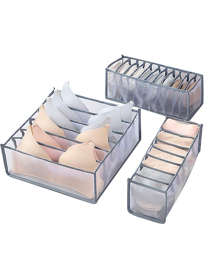 JCB CHIC 3Pcs/Set Collapsible Storage Boxes Bra Underwear Closet Organizer Foldable Container Case Drawer Divider for Necktie Bra Sock Underwear Organizer Home Closet Organizer Boxes Storage Holder  - Image 1
