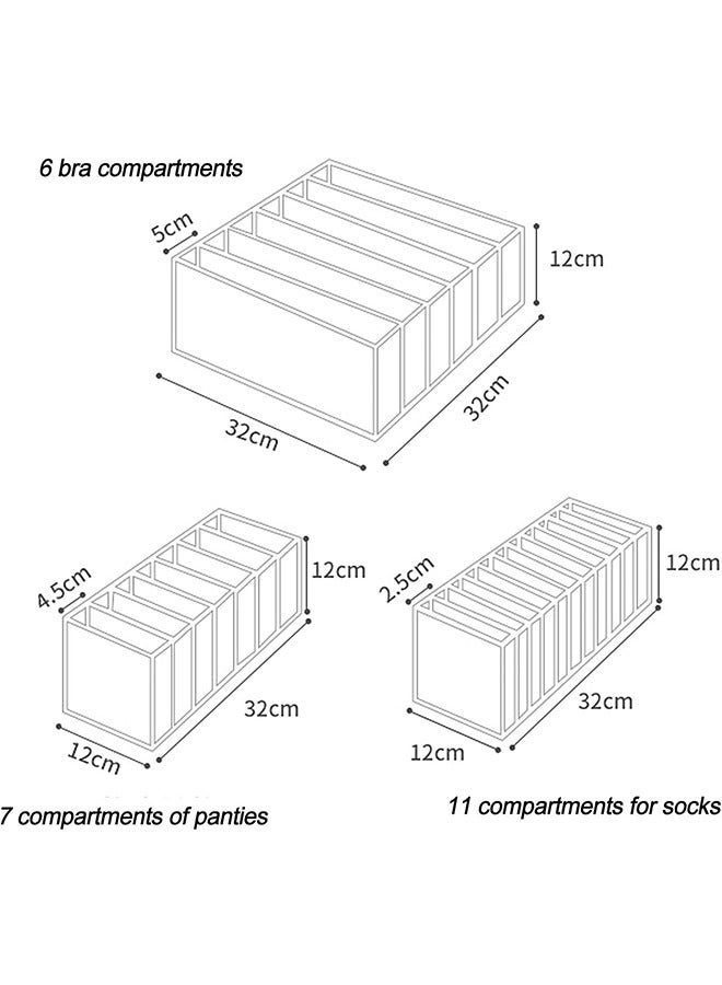 JCB CHIC 3Pcs/Set Collapsible Storage Boxes Bra Underwear Closet Organizer Foldable Container Case Drawer Divider for Necktie Bra Sock Underwear Organizer Home Closet Organizer Boxes Storage Holder  - Image 2