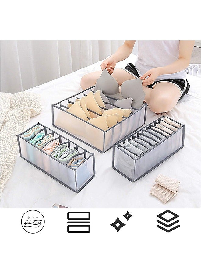 JCB CHIC 3Pcs/Set Collapsible Storage Boxes Bra Underwear Closet Organizer Foldable Container Case Drawer Divider for Necktie Bra Sock Underwear Organizer Home Closet Organizer Boxes Storage Holder  - Image 3
