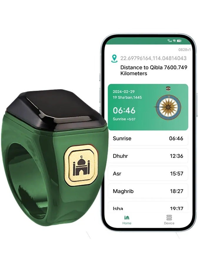 BSTWSH Zikr Ring Smart Ring with Vibration Reminder Tasbih Counter and Bluetooth Connection for Exclusive IQIBLA App and 5 Daily Prayer Reminders, 22 mm  - Image 2