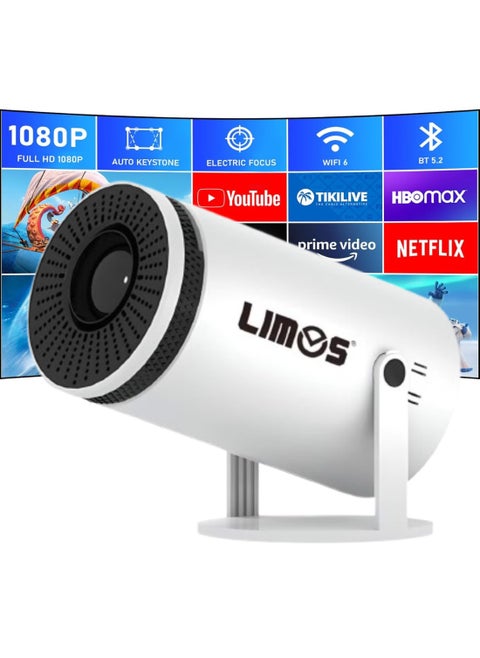 Smart 4K Portable Mini Projector with Built-in Speakers, Screen Mirroring, 2.4/5G WiFi, BT 5