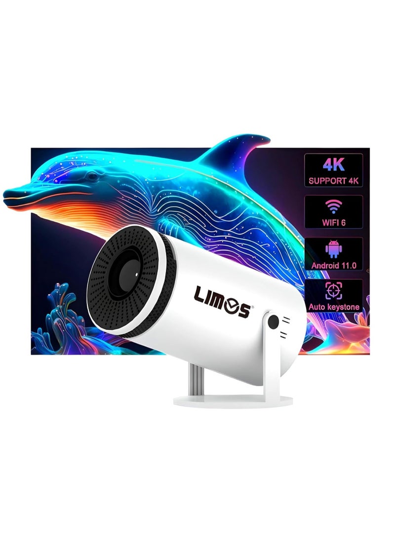 LIMOS - Smart 4K Portable Mini Projector with Built-in Speakers, Screen Mirroring, 2.4/5G WiFi, BT 5 - Image 1