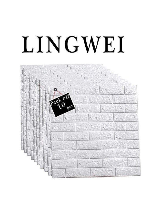 LINGWEI 10 Pcs 3D Brick Wall Panels Peel and Stick PE Foam Waterproof Self-Adhesive Wall Stickers - Image 1