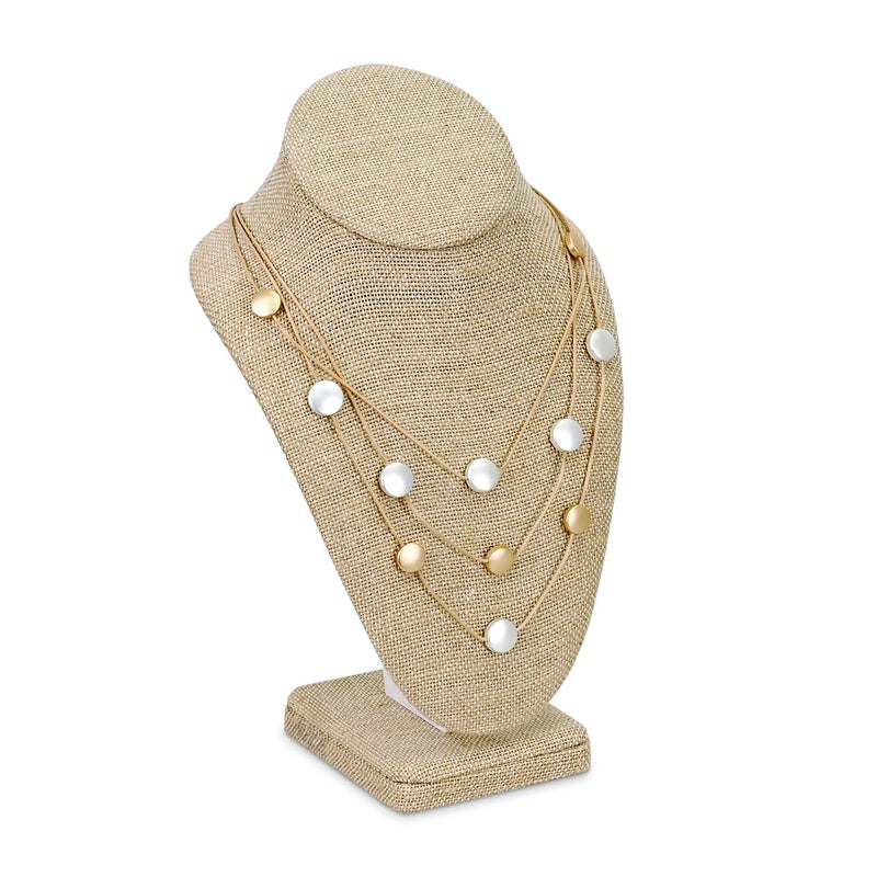 Ikee Design Linen Necklace Chain Jewelry Bust Display Holder Stand Necklaces Display Mannequin Jewelry Bust Stand 6 38 W x 4 12 D x 10H in