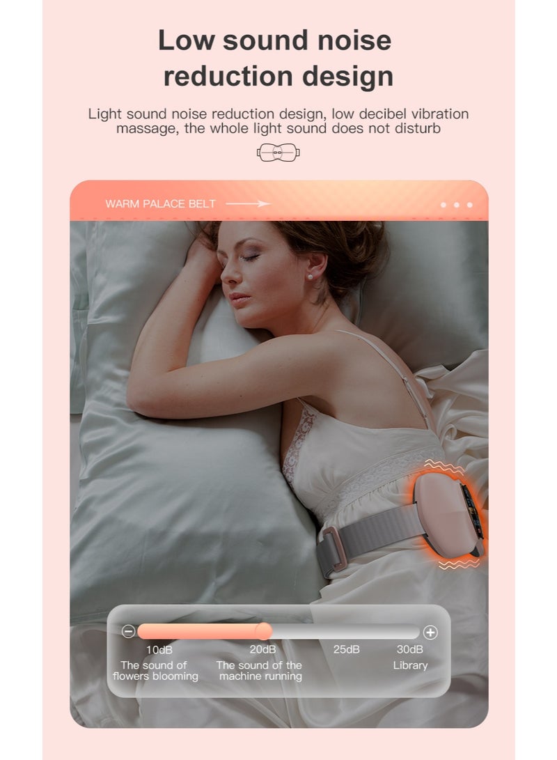 porodo Lifestyle Cordless Heat Wave Massage Pad Dual Therapy with Heat and Vibration for Period Pain, Cramps & Back Pain / Rechargeable Massager with 2500mAh Battery / 3 Heat Levels / Pain Relief - Pink - Image 3