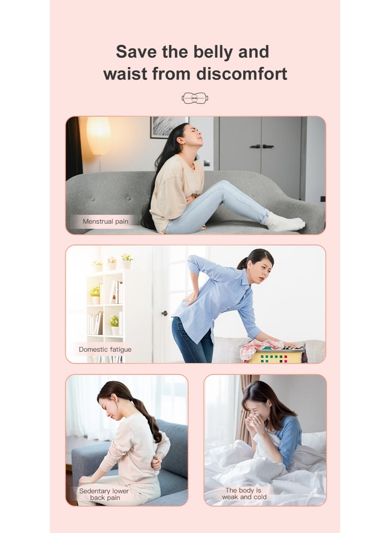 porodo Lifestyle Cordless Heat Wave Massage Pad Dual Therapy with Heat and Vibration for Period Pain, Cramps & Back Pain / Rechargeable Massager with 2500mAh Battery / 3 Heat Levels / Pain Relief - Pink - Image 2