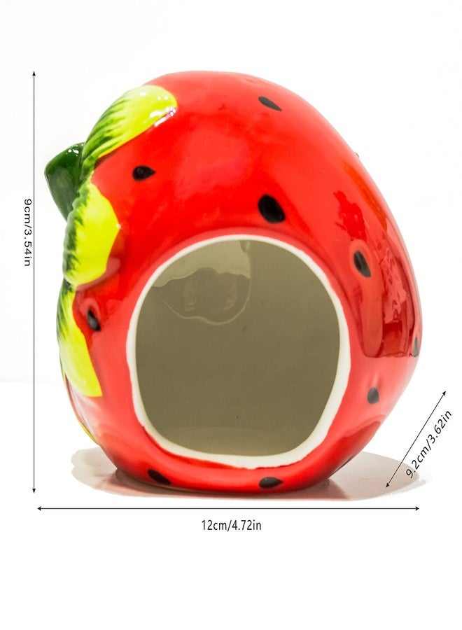 Besimple Hamster Hideout, Small Animal Hideout Ceramic Pet House, Adorable Shape Hamster House Cave Mini Hut Cage Critter Bath House for Chinchilla(Strawberry) - Image 5