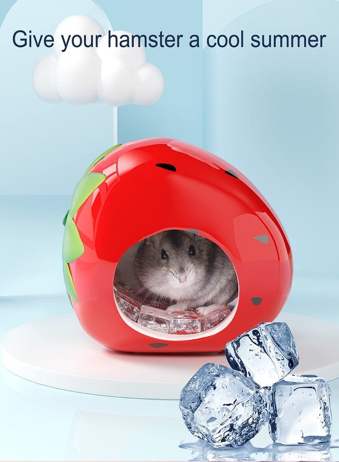 Besimple Hamster Hideout, Small Animal Hideout Ceramic Pet House, Adorable Shape Hamster House Cave Mini Hut Cage Critter Bath House for Chinchilla(Strawberry) - Image 3