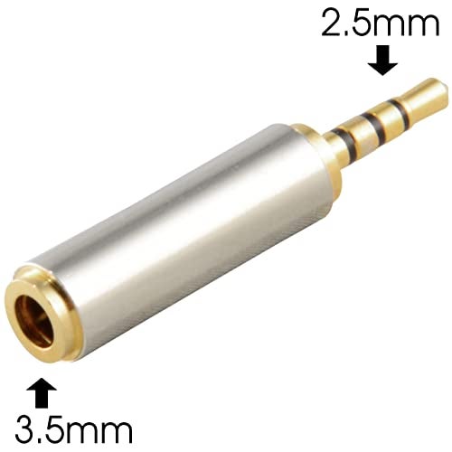 JacobsParts 2.5mm Male to 3.5mm Female Stereo Audio Headphone Jack Adapter Converter, Gold Plated - Image 2