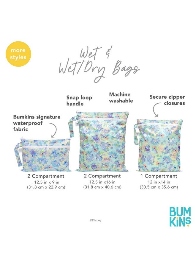Bumkins Disney Waterproof Wet Bag for Baby, Travel, Swim Suit, Cloth Diapers, Pump Parts, Pool, Beach, Gym Clothes, Toiletry, Hook to Stroller, Daycare, Zipper Reusable Wetdry Packing Pouch, Stitch - Image 4
