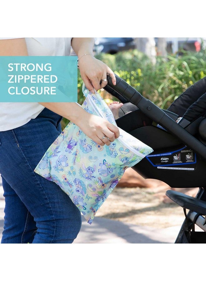 Bumkins Disney Waterproof Wet Bag for Baby, Travel, Swim Suit, Cloth Diapers, Pump Parts, Pool, Beach, Gym Clothes, Toiletry, Hook to Stroller, Daycare, Zipper Reusable Wetdry Packing Pouch, Stitch - Image 3