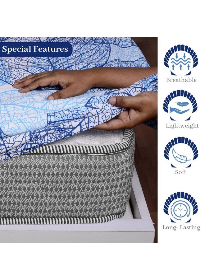 Divine Casa 144 TC Cotton Fitted Bedsheet for King Bed | Floral Print - Blue | Skin-Friendly & Breathable | Elastic Fit | 100% Cotton | Size 78 x 72 inches - Image 2