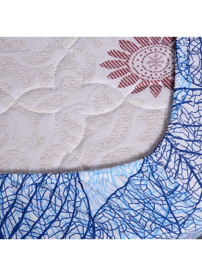 Divine Casa 144 TC Cotton Fitted Bedsheet for King Bed | Floral Print - Blue | Skin-Friendly & Breathable | Elastic Fit | 100% Cotton | Size 78 x 72 inches - Image 5