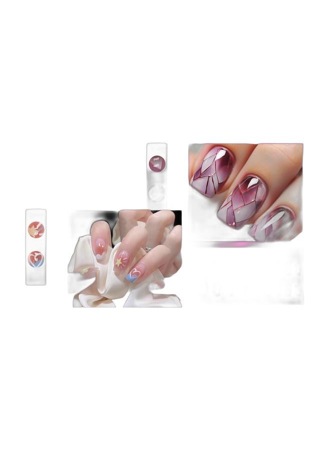 KAIRAY 24-Piece blush flowers Gradient Wearable Nails,Short Style,Versatile,Removable,No Damage to Nails,Finished Nails Suitable FOR Girls & 24-Piece Wine Red Glass Gradient Wearable Nails,Short Style,Versatile,Removable,No Damage to Nails,Finished Nails Suitable FOR Girls Bundle - Image 1